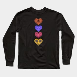 Four love hearts vertically Long Sleeve T-Shirt